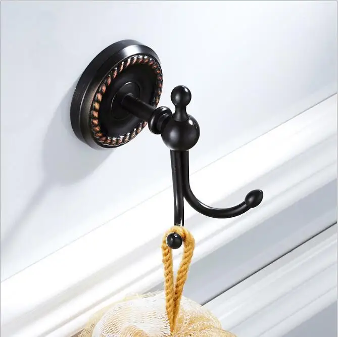 High Quality Black Oil Brushed Brass Towel Hooks Wall Mounted Robe Hook