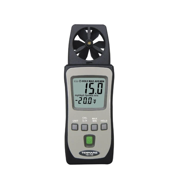 

Tenmars TM-740 is a Low Cost and Pocket Size Model, It Measures Air Speed and Temperature Meter, and Ideal for Spot Measurement