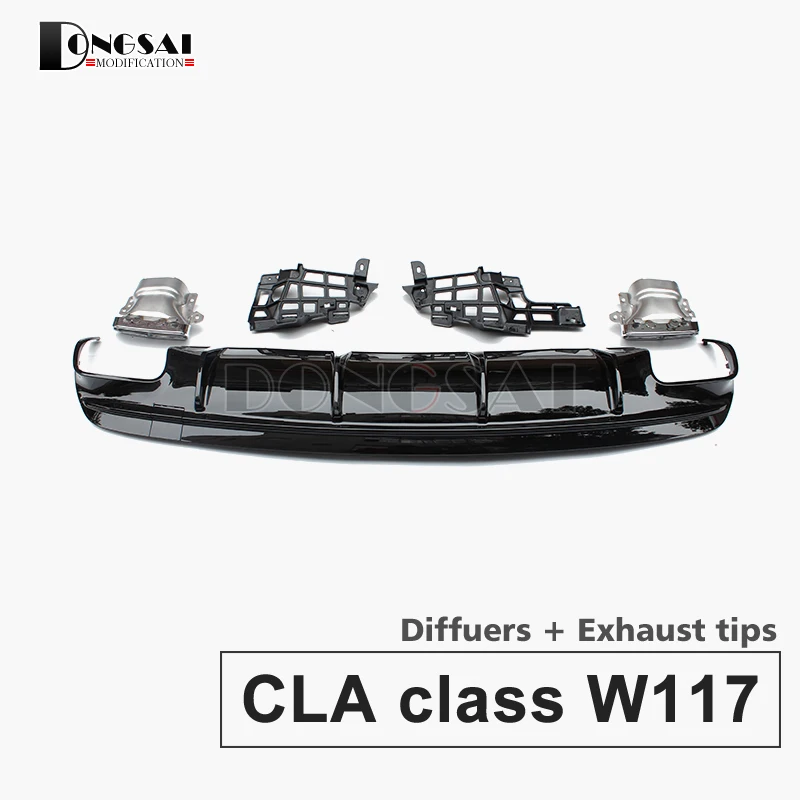 

CLA45 Style Diffusers with 4 outlet Exhaust tips Rear tips Replacement AMG styling parts for Mercedes w117 C117 X117
