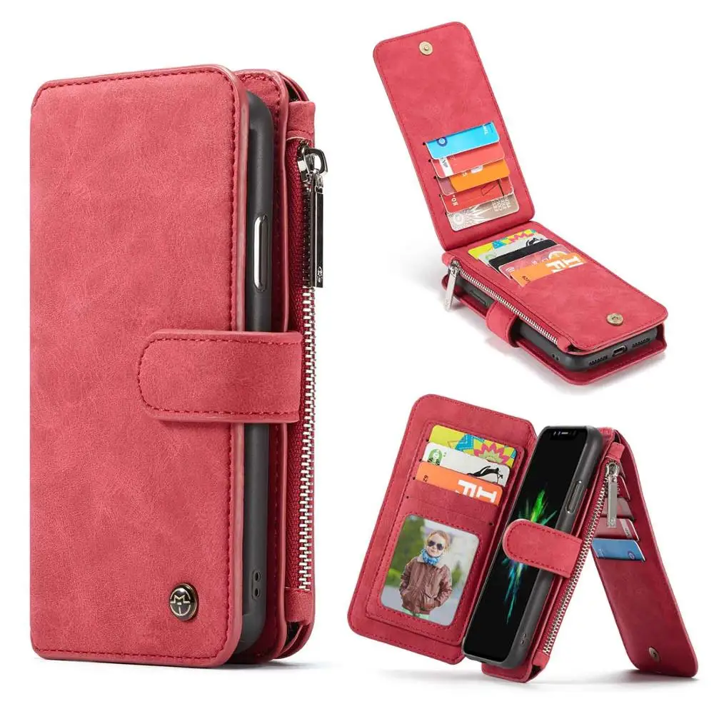 

Genuine Leather Case For iPhone 6 6S 7 8 Plus X XS 2 in 1 Detachable Folio Magnetic Wallet Cover Case for Apple XR XS Max Fundas