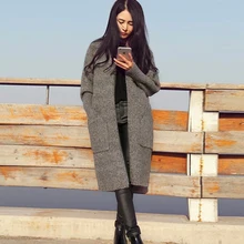 Women's Clothing 2018 Spring Autumn Winter Single Breasted Cashmere Knitted Pocket Long Cardigans Fashion Women Sweaters Coat