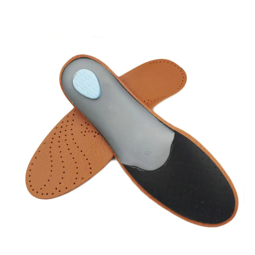 1Pair Unisex Women Men Leather Orthotics Insole for Flat Foot Arch
