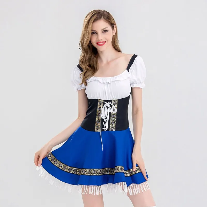 Для женщин Октоберфест Костюм Октоберфест Баварской Dirndl Дева Крестьянская Платья вечерние женские Октоберфест Платье 2018 вечерние платья