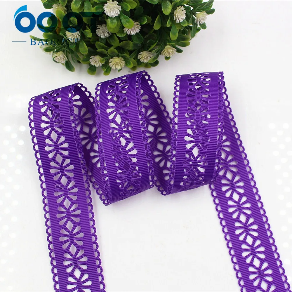 OOOT BAORICT 177036 цветок полые grosgrain ленты 28 мм 10 ярдов для шитья DIY головной убор