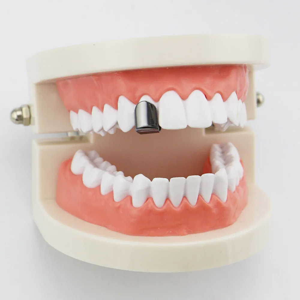 Factory Bottom Price Single Grillz European US Hip Hop Men Mouth Accessory Teeth Grillz Gold Rose Gold Black Silver Color Tooth Grills Cap (8)