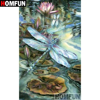 

HOMFUN 5D DIY Diamond Painting Full Square/Round Drill "Dragonfly flower" Embroidery Cross Stitch gift Home Decor Gift A08836
