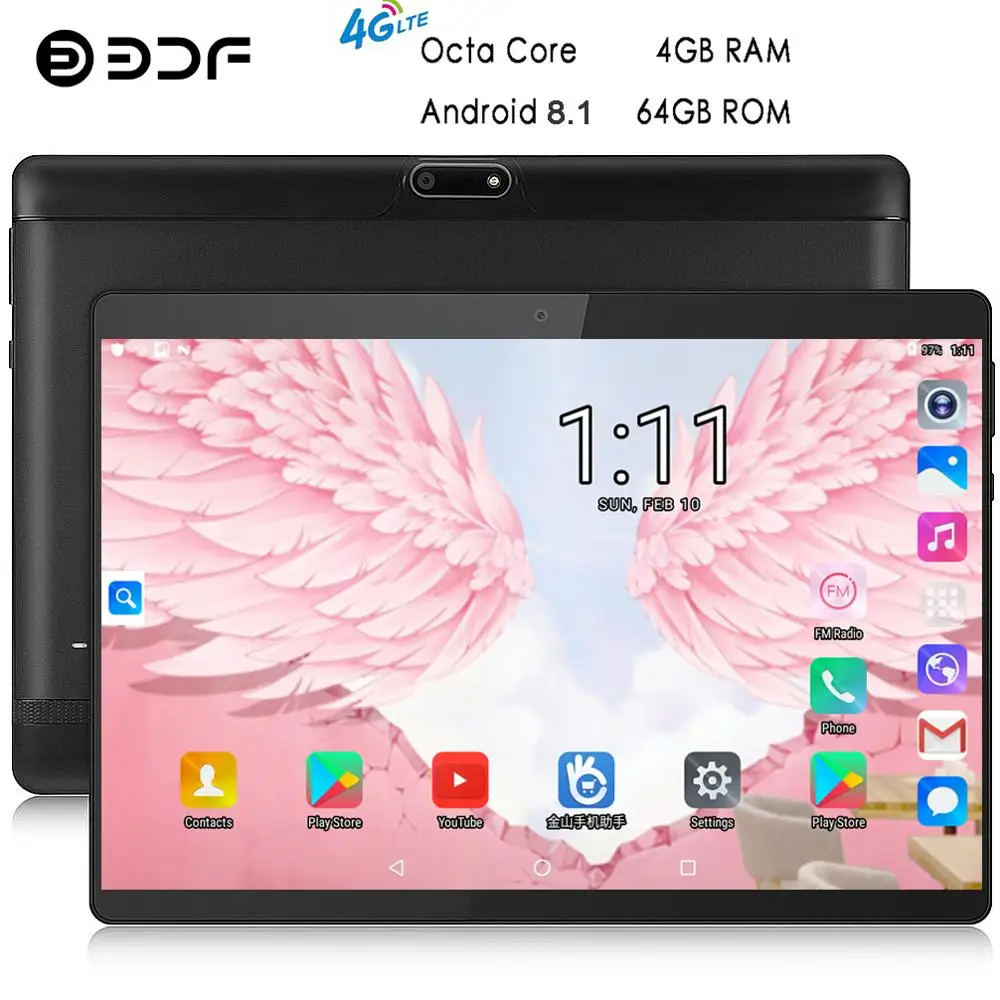 

BDF 2019 New Tablet 10 Inch 3G/4G LTE Phone Call Tablet PC Octa Core 4GB RAM 64GB ROM Tab 1280*800 IPS 10.1 Tablets Android 8.1