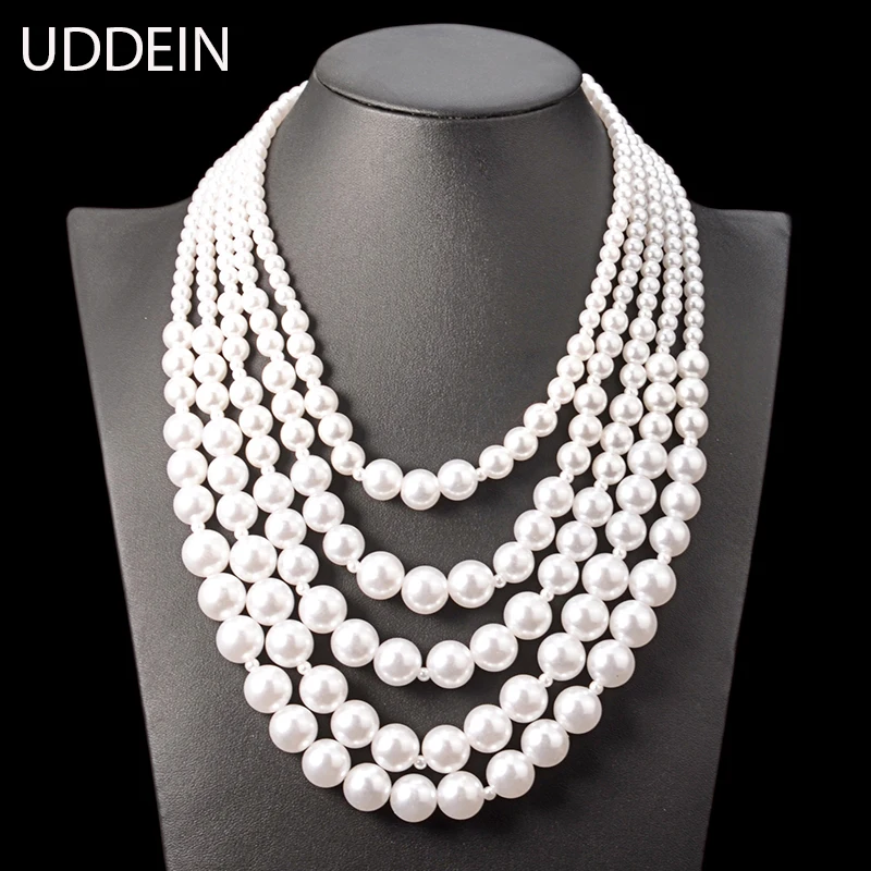 

Bridal wedding accessories African beads jewelry simulated pearl necklace women fashion statement choker necklace & pendant