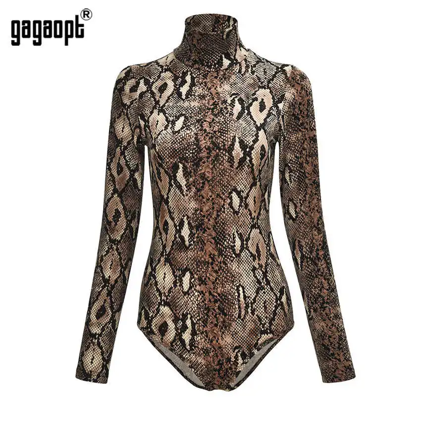 Gagaopt 2019 Leopard Sexy Bodysuit for Women Ladies Long Sleeve Snake Zebra Bodysuit Bodycon Skinny Playsuit Romper Jumpsuit pink bodysuit