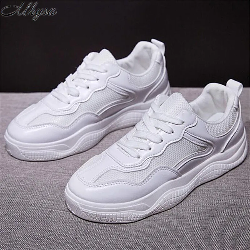 

Mhysa 2019 New Women Casual Shoes Spring Mesh Women Shoes Flats Platform Lace-Up Fashion Wild Breathable Women's Sneakers T93