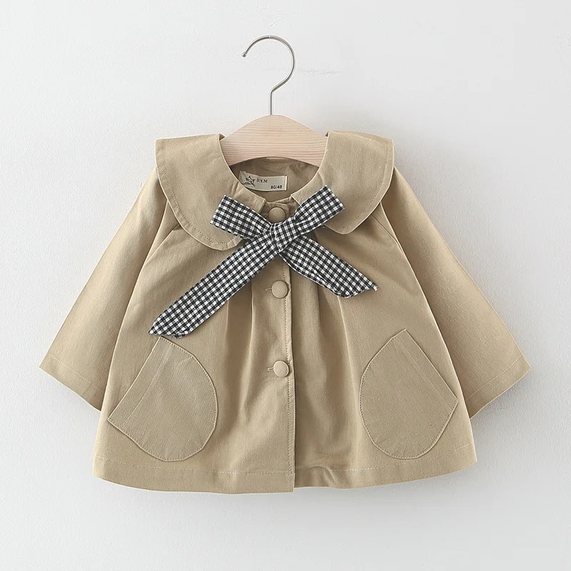 Girls'jacket in spring and autumn children's Plaid tie windbreaker jacket girls' | Детская одежда и обувь