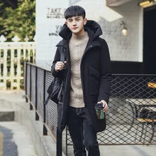 Мужская куртка, пальто с капюшоном и воротником, Модное теплое с длинным разрезом, с большими карманами, A209-W554-P130 на подкладке