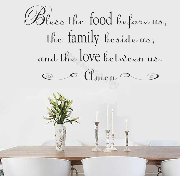 BLESS THE FOOD BEFORE US AMEN RELIGIOUS DINING ROOM WALL DECAL KITCHEN VINYL 