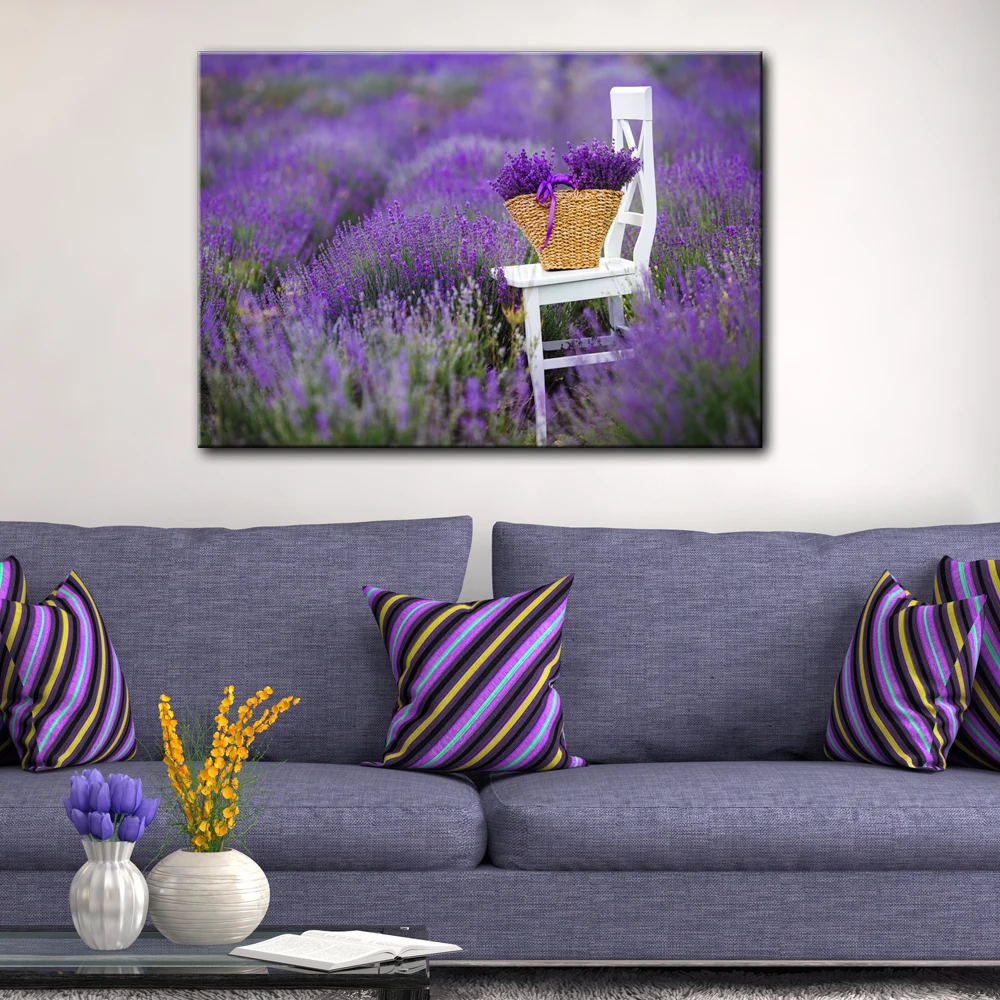 lavender-farm-with-white-chair-flowers-wall-picture-artwork-canvas-painting-art-HD-printed-poster-wood (1)