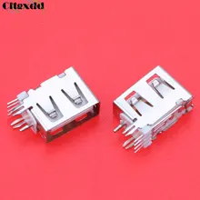 Cltgxdd 1PCS USB Type-A Female PCB Mount Socket Connector Vertical USB A Female Socket Jack Connector Flat 90 degree
