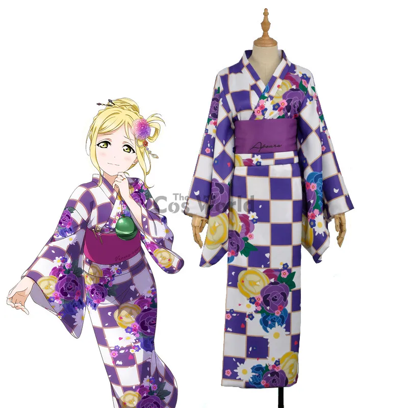 

LoveLive!Sunshine!! Aqours Ohara Mari Kimono Yukata Bathrobe Dress Uniform Outfit Anime Cosplay Costumes
