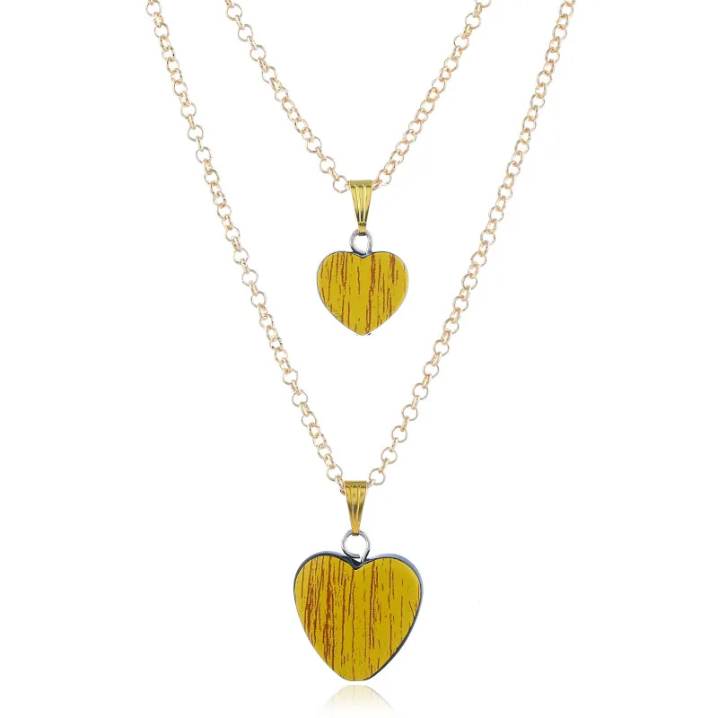 European and American Geometry Acrylic Heart Necklace Simple Yellow Double Peandant Necklaces For Women Gifts Jewelry 2019 | Украшения и