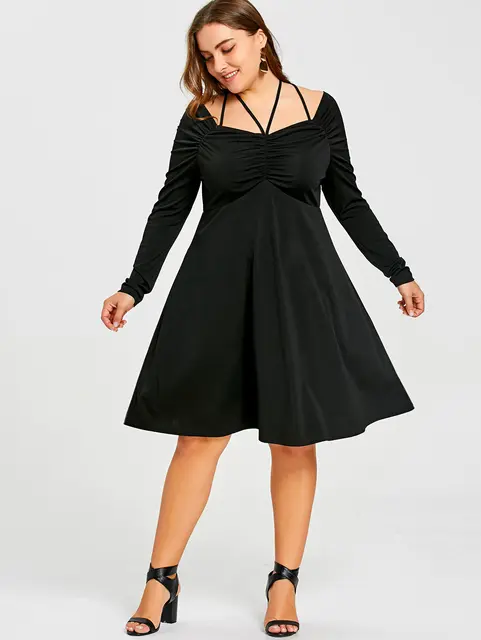 Gamiss Plus Size Lace Up Ruched Empire Waist Dress Y Sweetheart Gamiss Plus Size Lace Up Ruched Empire Waist Dress Y Sweetheart Neck Autumn Party Swing