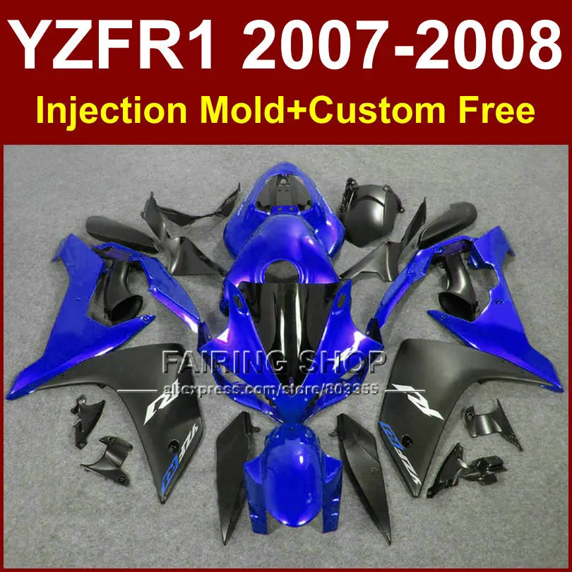

Persomalize tmotorcycle fairings for YAMAHA YZFR1 2007 2008 Injection black bodywork YZF R1 YZF1000 YZF 1000 07 08 body parts