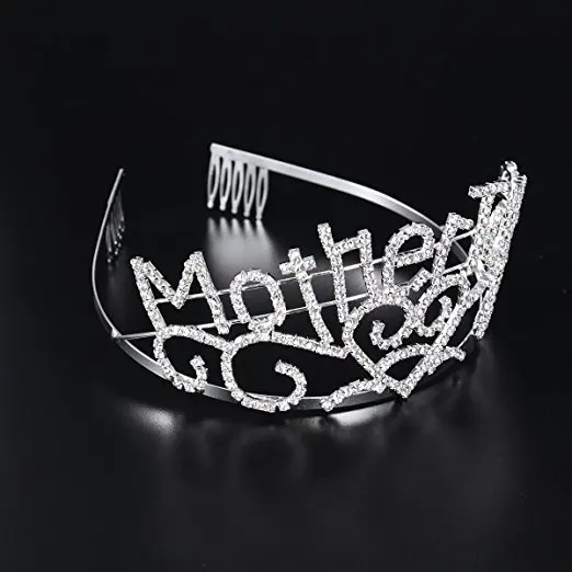 Frcolor Metal Mother To Be Silver Tiara Hearts Crown with Sparkling Rhinestones for Baby Shower Future Expecting Mom Decorations Gift (6)