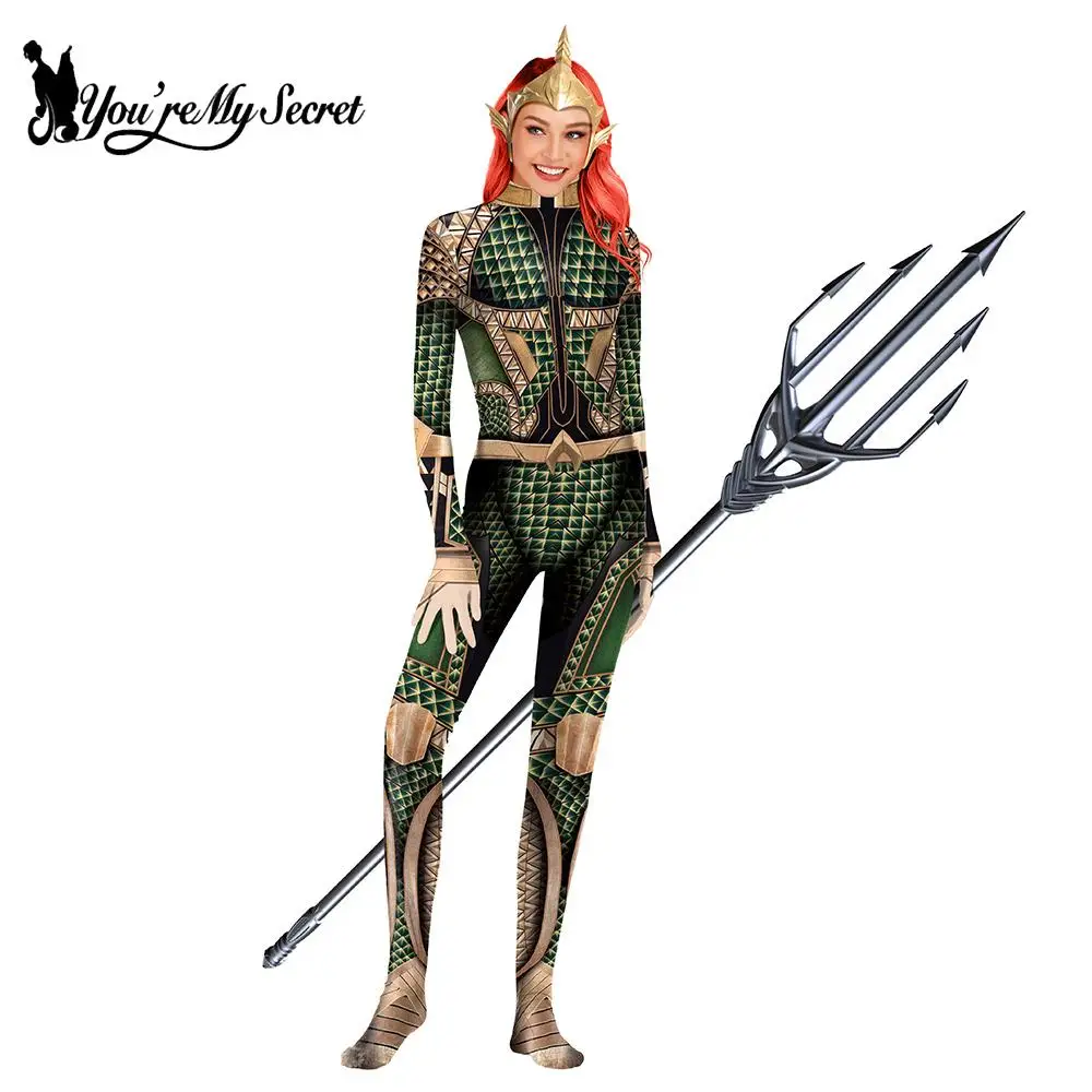 

[You're My Secret] Movie Justice League Cosplay Costume For Women Aquaman Jumpsuits Slim Elastic Halloween Female Catsuit XS XXL