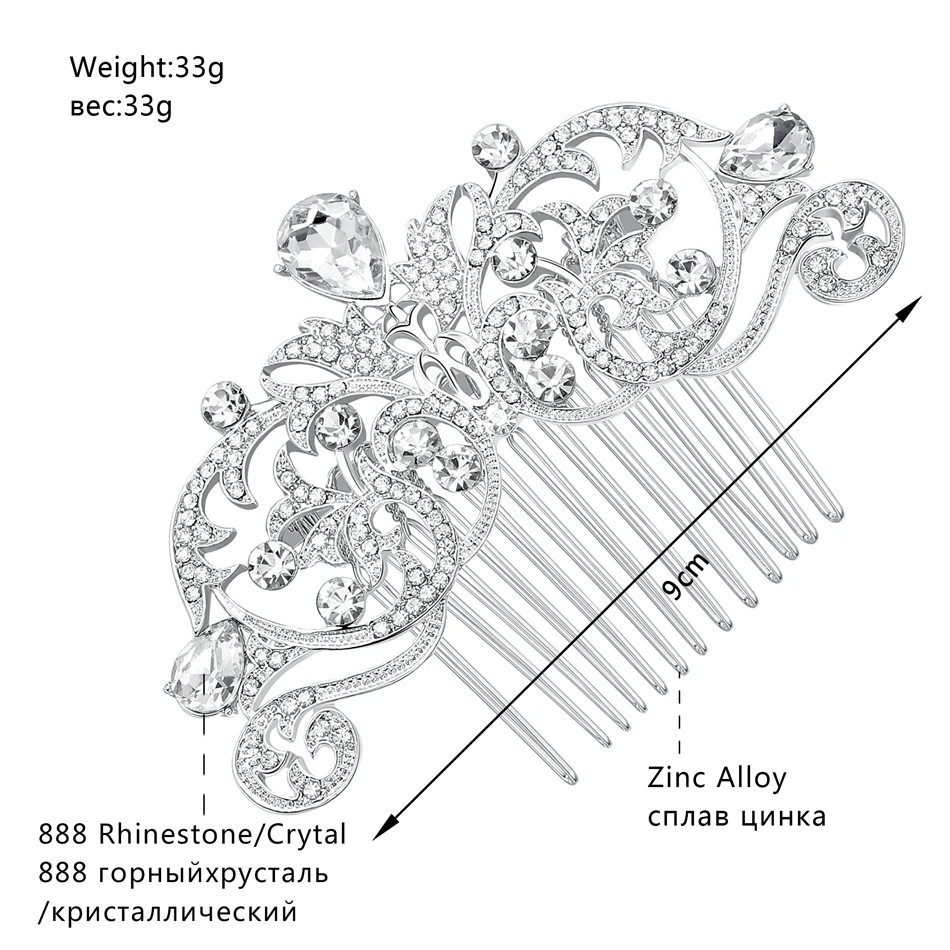 Mecresh серебряный цвет горный хрусталь цветок лист свадебный гребень для волос для девочек кристалл украшения для волос ювелирные изделия Свадебные аксессуары для волос