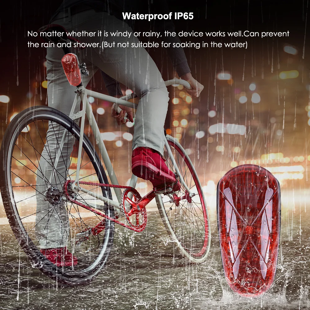 TKSTAR GPS Tracker Bike Waterproof Taillight Design Vibrate Drag Alarm Mini GPS Tracker for Bike Bicycle Geo-fence SOS Free APP