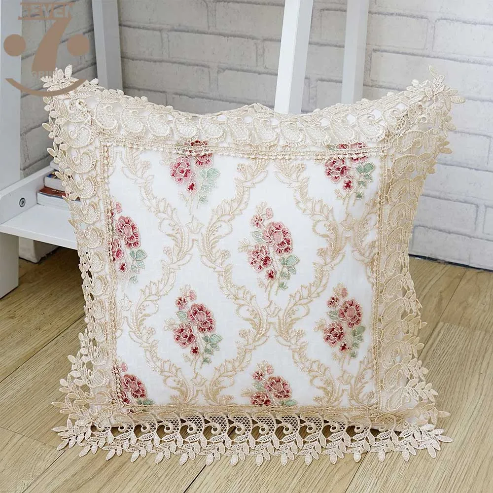 

High Quality Creative 100% Polyester Organza Embroidered 45x45cm Square Home Decorative Pillow Cover