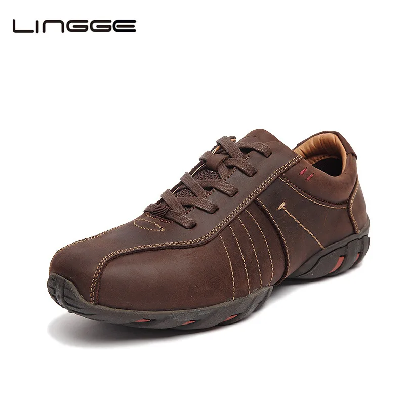 

LINGGE Men's Shoes Full Grain Leather Vintage Lace Up Leather Casual Shoes 2018 Black Dress Shoes For Men #521