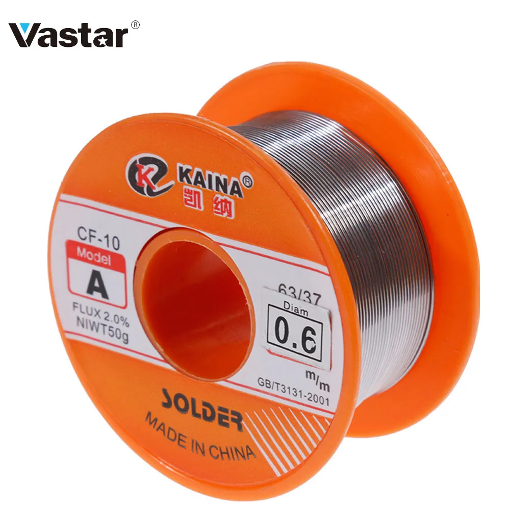 

Vastar 0.6/0.8/1/1.2/1.5MM 63/37 FLUX 2.0% 45FT Tin Lead Tin Wire Melt Rosin Core Solder Soldering Wire Roll