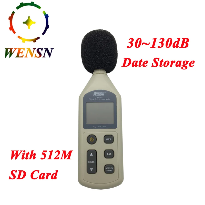 

Digital Sound Level Meter 30-130dB LCD Noise Measuring Instrument A/C Feature Decibel Monitoring Logger Tester With 512M SD card