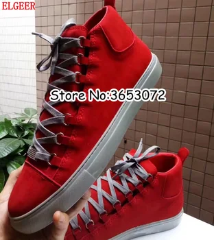 

High Top Luxury Designer Leather Men Flats Shoes Spring Autumn Real Leather chaussure homme Casual Man Sneakers Outdoor Shoes