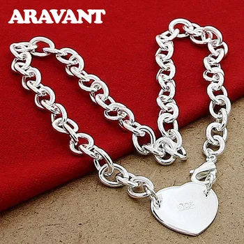 

925 Silver Love Heart Necklaces Chain For Women Wedding Jewelry