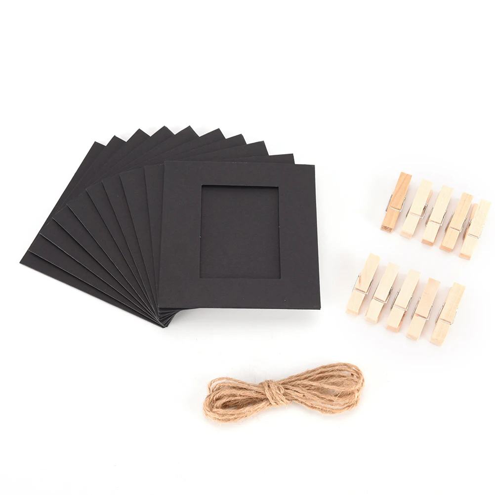 3 Inch 10PCS Paper Frame Photo Frame with Clips and Rope Combination