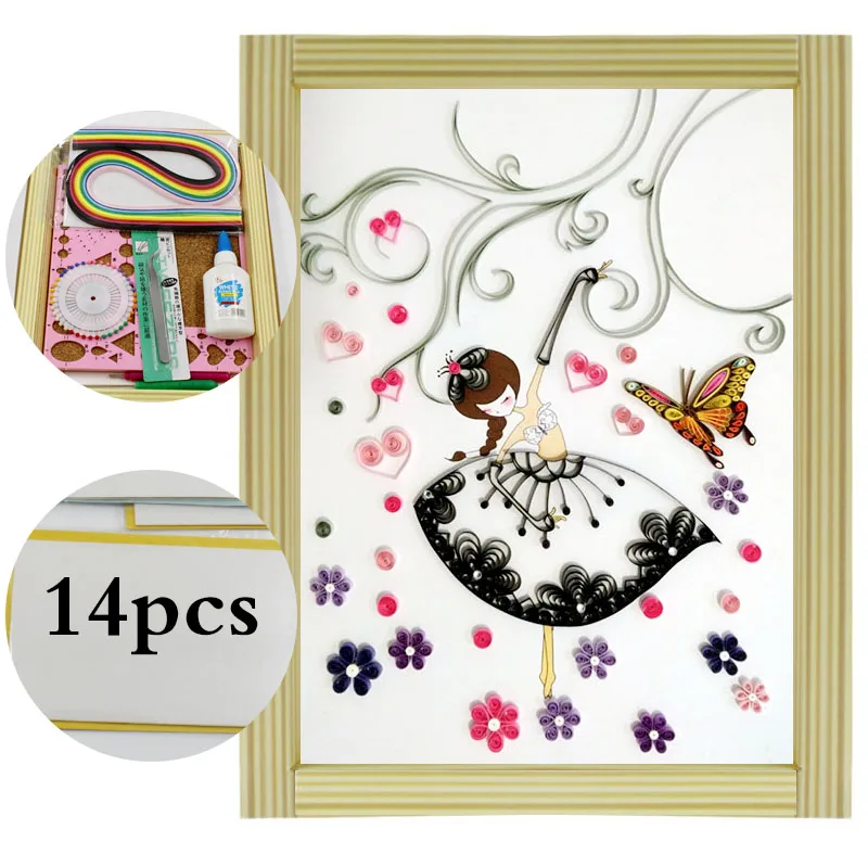 16 colorful Quilling Paper Craft Kits 14Pcs Tool set Rolling Strips DIY