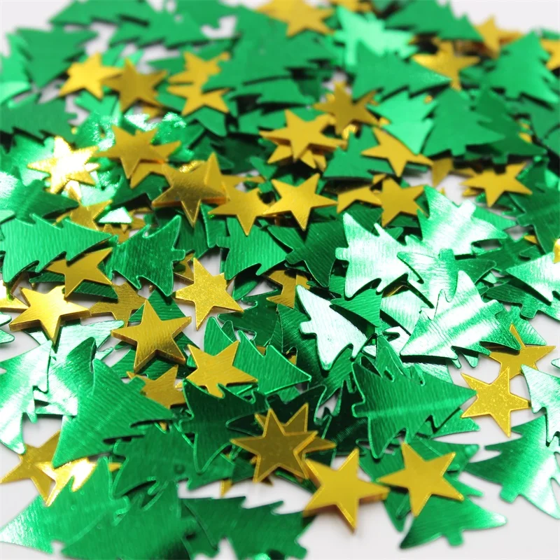 KSCRAFT зеленая Рождественская елка и в виде Золотой Звезды, блестки ПВХ, плоская для самостоятельного изготовления открыток, цветная коллекция