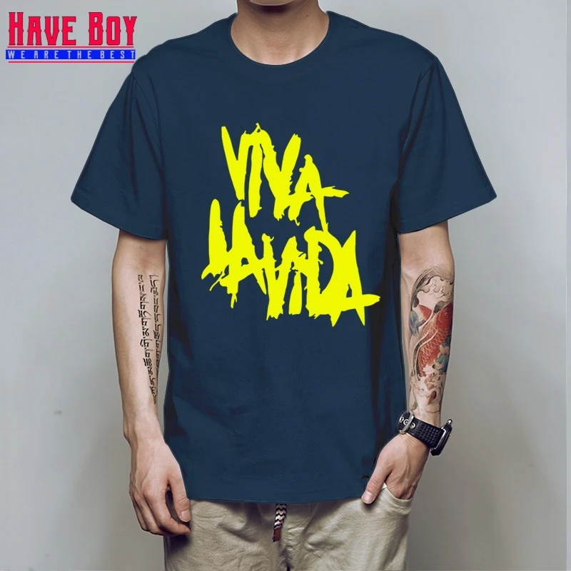 navy yellow HAVE BOY Rock Coldplay Viva la vida свободная Мужская футболка для мужчин новая хлопковая Повседневная футболка с короткими рукавами Camisetas Masculina HB160 - Цвет: navy yellow