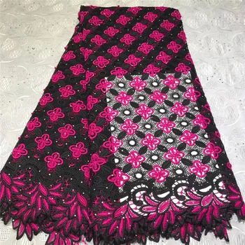 

Tollola African Lace fabric Hot Sell Mesh 2019 New Arrival Plain Black Color African Cord Lace Guipure Lace Fabrics High Quality