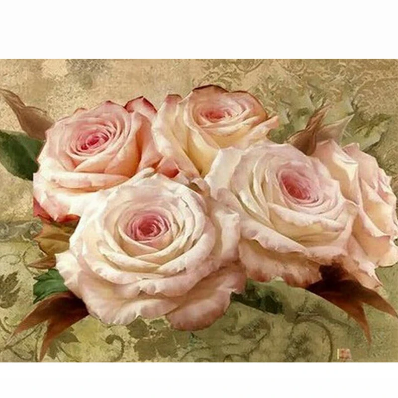 Needlework Diamond embroidery flowers Diamond Painting cross stitch Icon rhinestone pattern pink rose Home decoration stickers