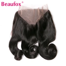 Beaufox 360 Lace Frontal Peruvian Loose Wave Closure With Baby Hair 100% Human Hair Non-remy Natural Color 8-20 Inch