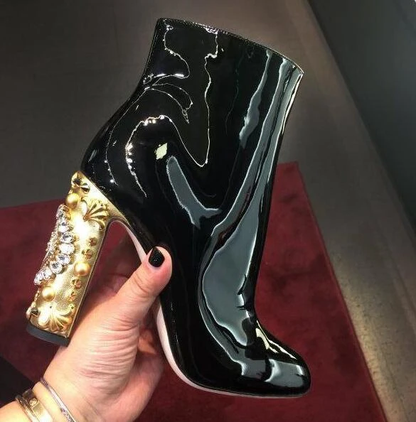 embellished heel booties