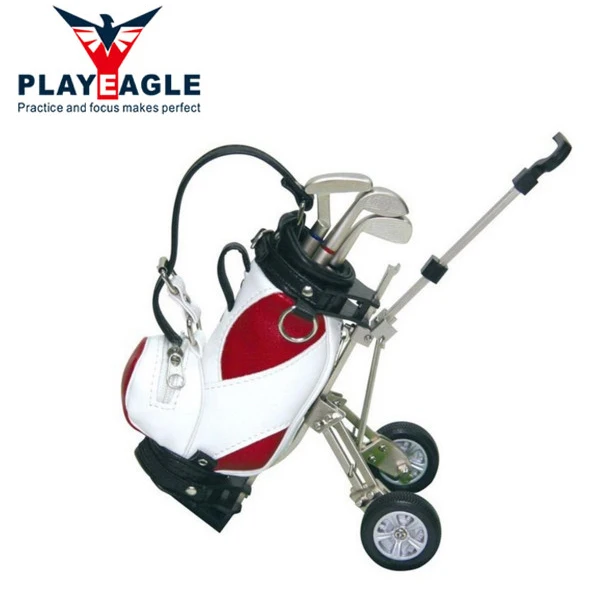 18*5cm Original Mini Golf Trolley Golf Bag with Cart Desk Top Pen and