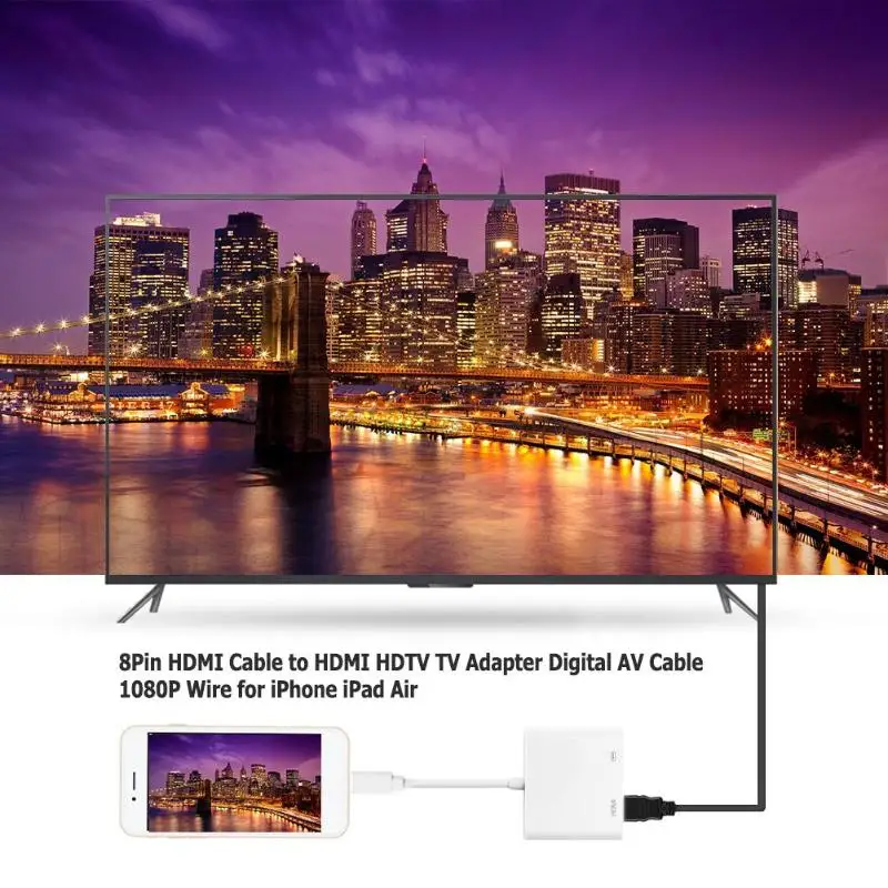 8 контактный HDMI кабель для HDTV адаптера цифрового AV кабеля 1080P провод iPhone iPad
