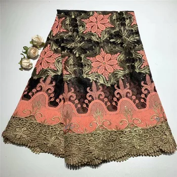 

African Lace Fabrics 2019 Embroidered Nigerian Stones Laces Fabric High Quality French Tulle Lace Fabric For Women df65-1850