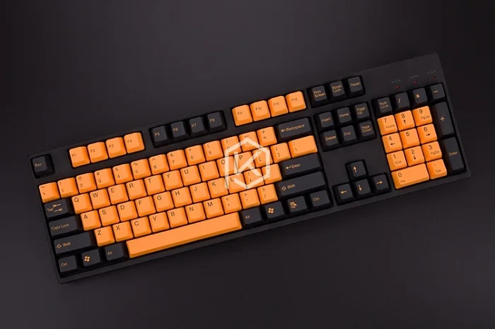 Taihao pbt, двойные брелки для самостоятельной сборки, игровая механическая клавиатура, цвет: черный, оранжевый, голубой, Радужный светильник, серый - Цвет: Keycaps blackorgange