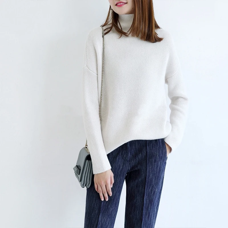 new cashmere sweater high collar warm thick solid color loose simple soft Turtleneck Sleeve Loose Thick Femal Knittede new cashmere sweater high collar warm thick solid color loose simple soft Turtleneck Sleeve Loose Thick Femal Knittede
