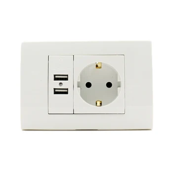 

Wall USB Socket Plug Grounded 16A EU Standard Outlet With 1000mA Dual USB Socket Charger Port for Mobile 118mm*80mm