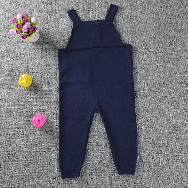 New Boy Overalls Knit Spring Children Kids Candy Bib Harem Pants Boys Girls Pocket Knitted Overalls Jumpsuits Baby Clothing
