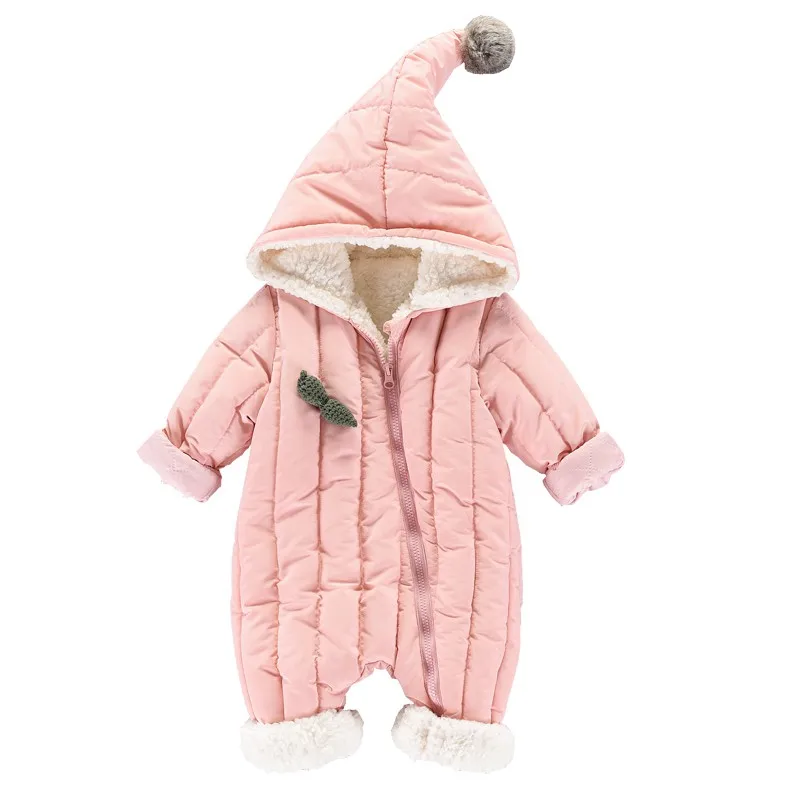 CROAL chery/теплый флисовый бархатный комбинезон для новорожденных; Одежда для мальчиков и девочек; Одежда для новорожденных; костюм для младенцев; одежда для малышей; 60-100 см - Цвет: Розовый