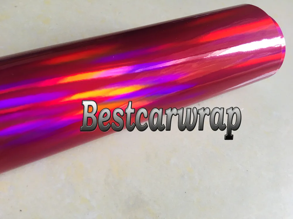 rose pink holographic chrome laser car wrapping film hologram chrome wrap foil 3M (7)